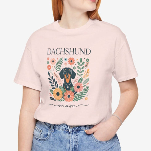 Dachshund T- Shirt for Women - Dachshund Mom Shirt Floral